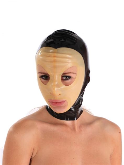 Aliexpress Com Buy Cat Women Latex Hood With Transparent Face Mask Latex Back Zipped Mask From