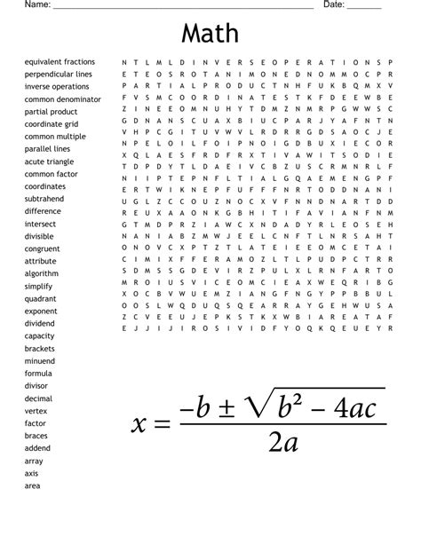 Math Word Search Puzzles