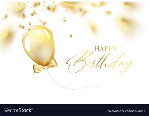 Happy Birthday Card Template With Golden Foil Vector Image