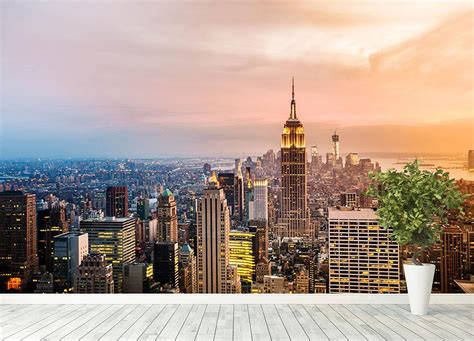 New York Skyline Skyscrapers At Sunset Wall Mural Wallpaper Canvas