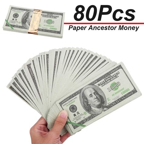 80pcs Set Ancestor Money Heaven Hell Bank Notes Dollar USD Joss Paper