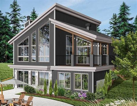 Plan 22522dr Modern Vacation Home Plan For The Sloping Lot In 2021
