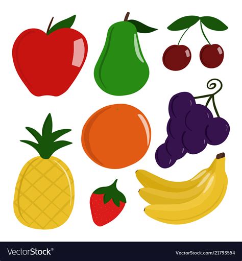 Set Of Fresh Fruits Royalty Free Vector Image Vectorstock