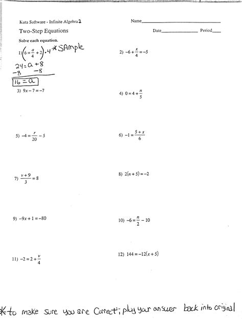 12 Two Step Equations Worksheets With Answer Key