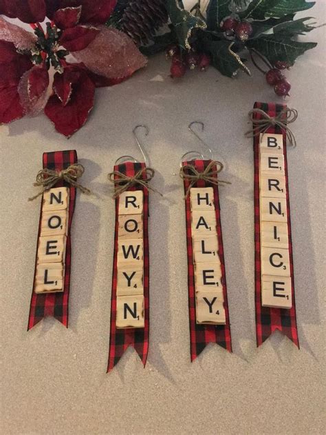 Scrabble Name Personalized Christmas Ornaments Lots Of Ribbon Etsy