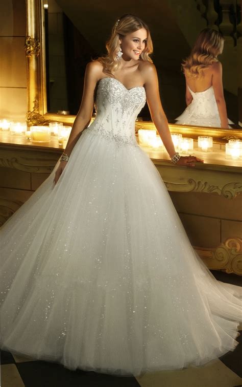 Tulle Ball Gown Wedding Dress Spark Glitter Beaded Embroidery