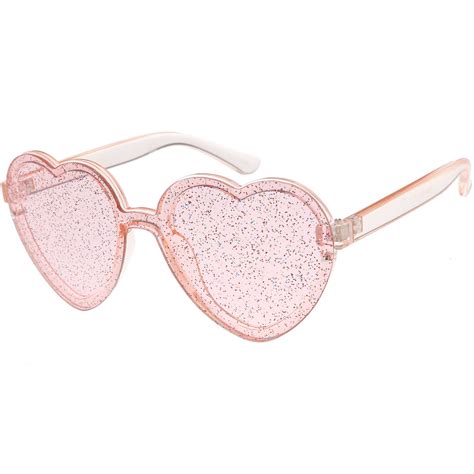 Women S Colorful Heart Shape Glitter Lens Novelty Sunglasses Zerouv