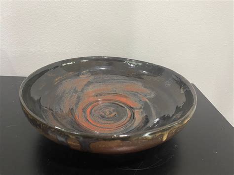 Large Ceramic Blackred Bowl Modern Ceramic Bowl Ceramic Etsy