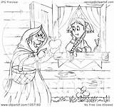 Witch Coloring Outline Apple Handing Illustration Girl Poisoned Royalty Clip Bannykh Alex Clipart sketch template