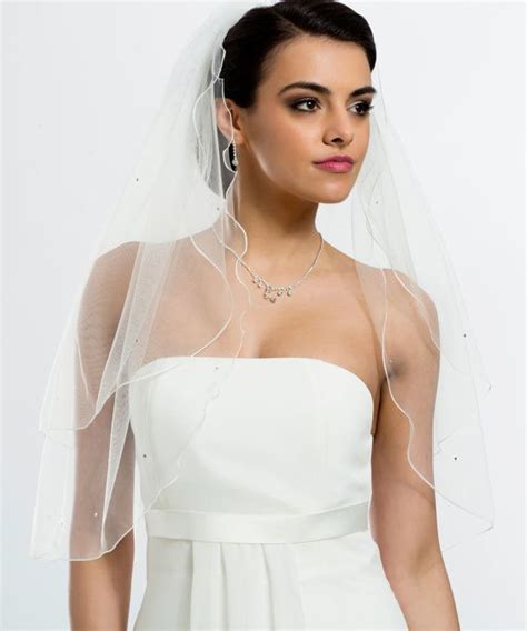 Swarovski Crystal Two Tier Ivory Wedding Veil Crystal Bridal Veil