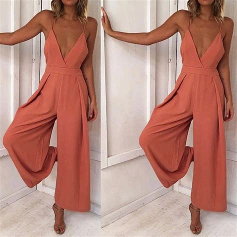 Sexy Backless Women Summer Loose Jumpsuits New Strap Casual V Neck