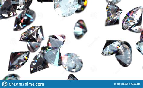 Falling Large Diamonds Computer Generated 3d Render Of Beautiful