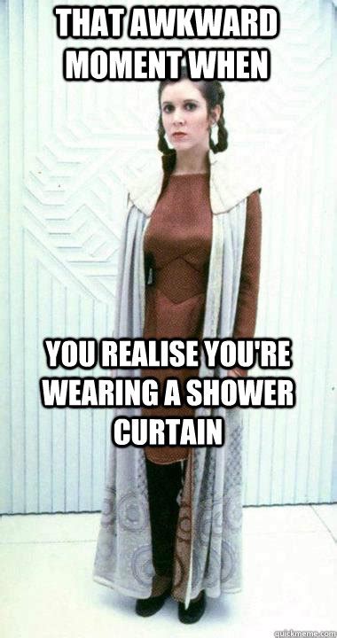 That Awkward Moment When You Realise Youre Wearing A Shower Curtain