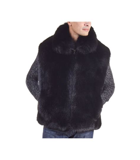 Black Fox Fur Vest For Men