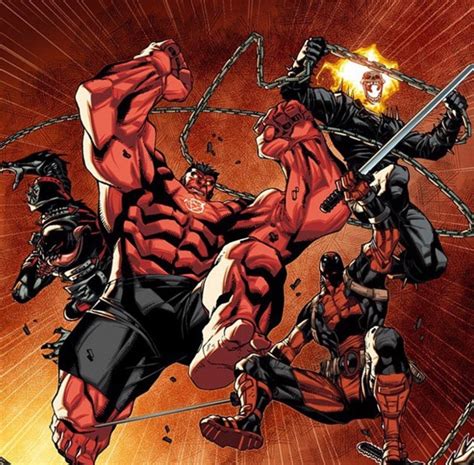 The Thunderbolts Red Hulk Ghost Rider Deadpool And Agent Venom