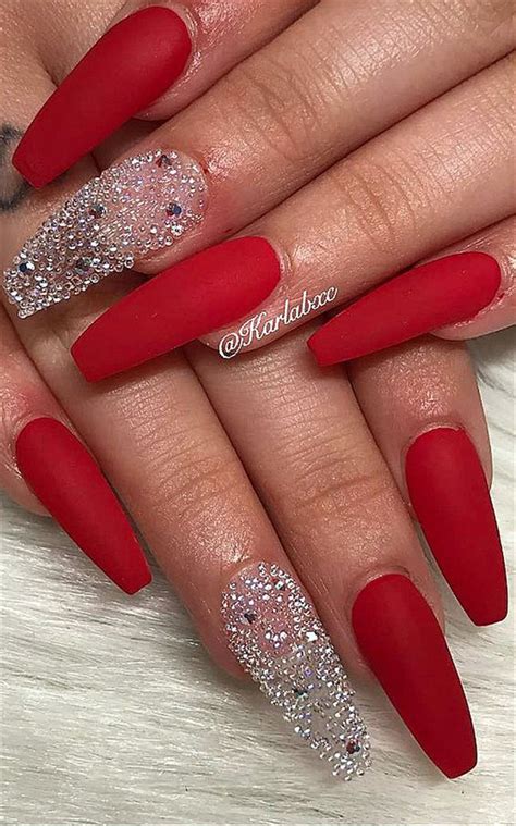 50 trendy winter red coffin nail designs for the christmas and new year page 35 of 50 in 2020