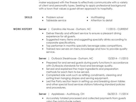 Basic Restaurant Resume Unforgettable Restaurant Server Resume Examples