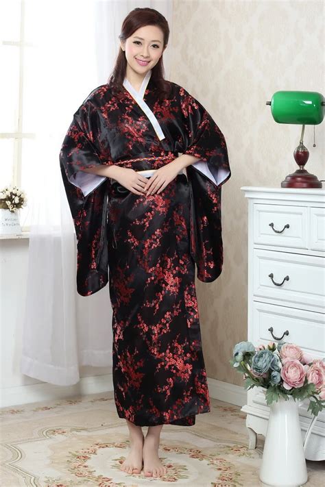 Aliexpress Com Buy Free Shipping Vintage Japanese Women S Silk Satin Kimono Yukata Evening
