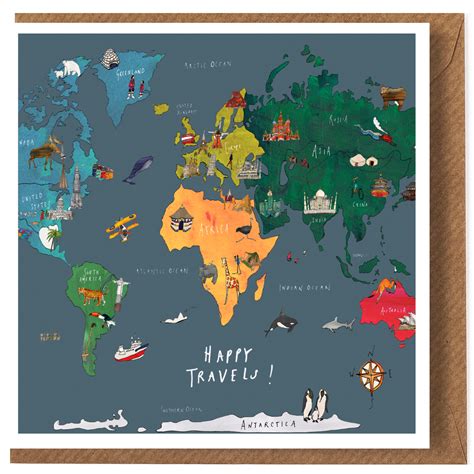 Happy Travels Greeting Card By Katie Cardew Illustrations