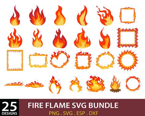 Fire Flame Svg Bundle Fire Svg Flames Svg Campfire Svg Fire Clipart