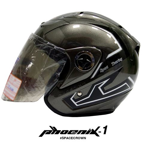 หมวกกันน็อคสเปซคราวน์ เปิดหน้า Phoenix-1 สีเทา - Spacecrownthailand
