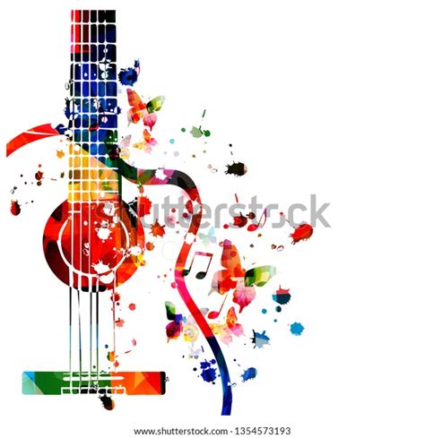 Colorful Guitar Music Notes Isolated Vector Stock Vector Royalty Free