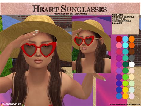 Heart Sunglasses All Ages New Mesh Simtographies