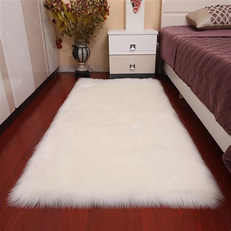White Fluffy Carpet Luxury Living Room Carpets Rectangle Artificial