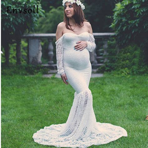 Envsoll Maternity Dress Maternity Photography Props Lace Sexy Maxi