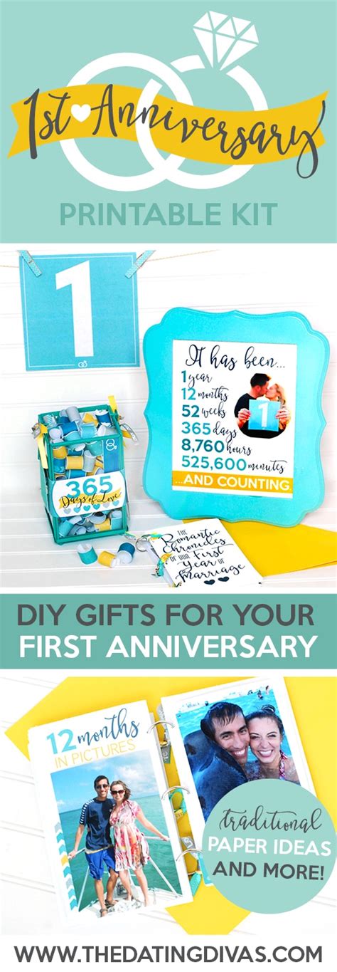 1 year anniversary gift ideas are traditionally made from paper, we came across this sweet idea and had to share it with you. First Anniversary Gift Printable Kit