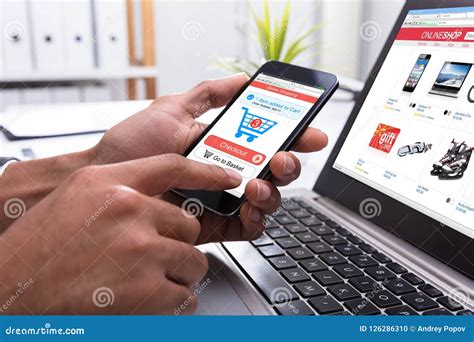 Businessperson Shopping Online On Smartphone Stock Photo Image Of