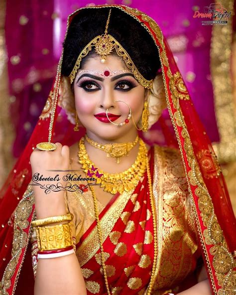 Red Benarasi ️ Bengali Bride Bengali Wedding Saree Wedding Indian Bride Indian Bridal Photos