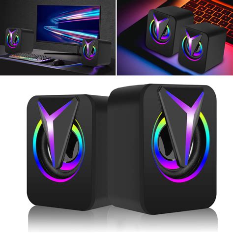 Computer Speakers For Laptop Tsv 20 Stereo Portable Rgb Gaming