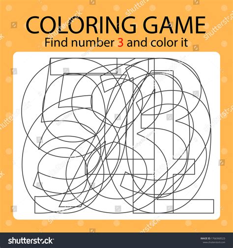 Coloring Game Template Find Number 6 Stock Vector Royalty Free