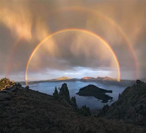 Incredible Double Rainbow Over Crater Lake National Park Oregon