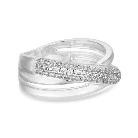 simply silver cubic zirconia crossover ring jewellery from jon richard uk