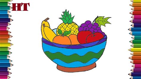 How To Draw A Fruit Bowl Fruits Drawing Easy Youtube