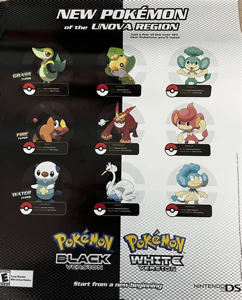 Pokemon Black And White New Of The Unova Region 2011 Nintendo Ds Poster