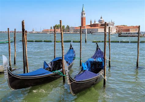 Venice Gondolas Moored By Saint Mark Square Stock Photo Image Of