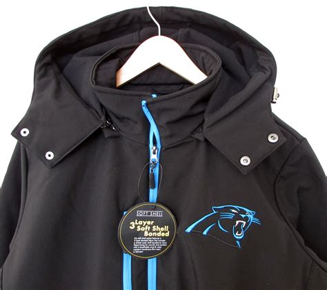 Nfl Apparel Mens Carolina Panthers Full Zip 3 Layer Softshell Jacket