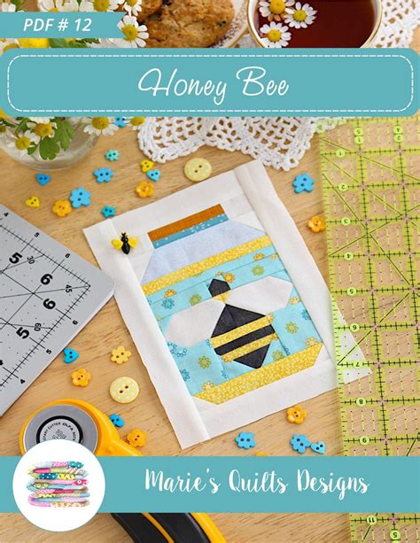 Honey Bee Pdf Quilt Block Pattern 2 Size Blocks Etsy