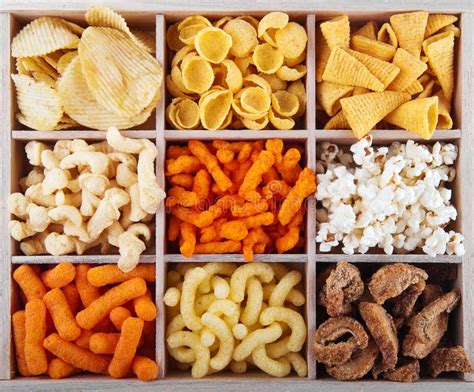 Variety Of Crunchy Snacks Stock Image Image Of Salted 26170211