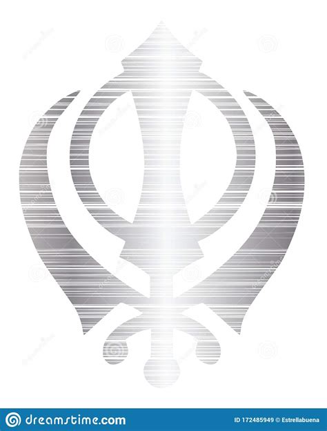 The Main Symbol Of Sikhism Sign Khanda Silver White Background