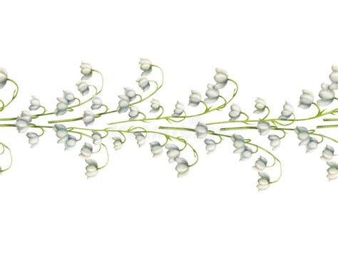 Watercolor Seamless Border With Lily Of The Valley Flowers Isolated On