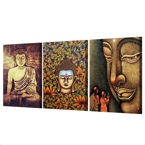 3 Piece Color Abstract Buddha Painting Hd Printed Poster