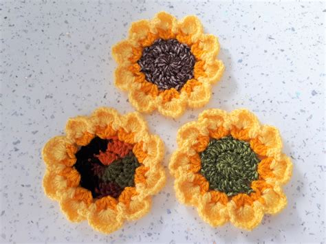 Large Sunflower Applique Crochet Flower Appliques Etsy