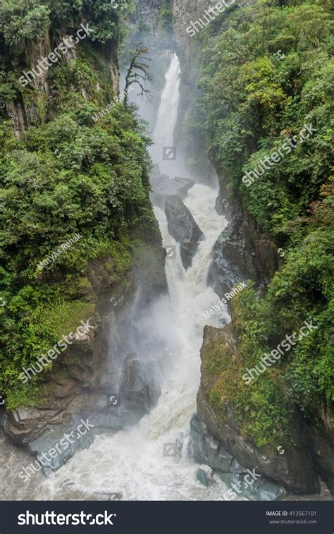 Pailon Del Diablo Devils Cauldron Waterfall Stock Photo 413567101