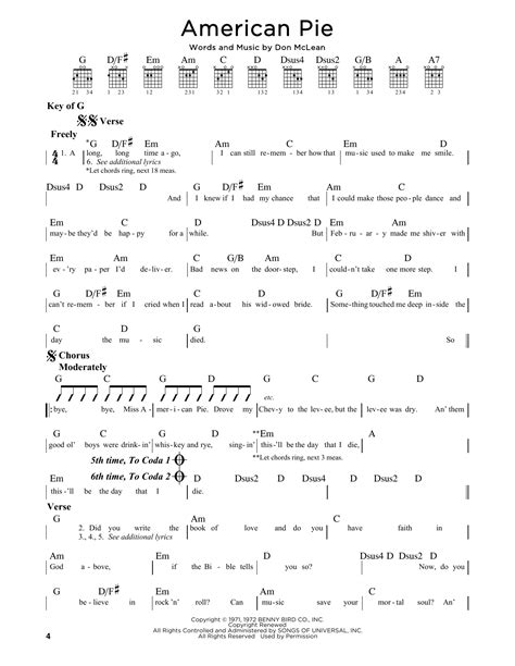 american pie by don mclean guitar lead sheet guitar instructor