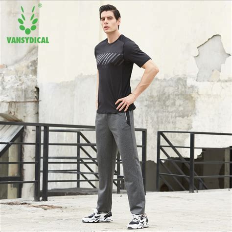 vansydical elastic men breathable running pants sportswear fitness light sports sweatpants