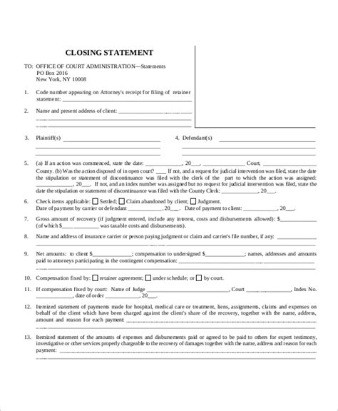 Free 7 Sample Closing Statement Templates In Ms Word Pdf